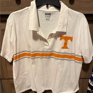 Classic White and Orange Polo Crop Top